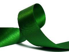 Лента сатиновая двухсторонняя c тканым краем премиум класса, папоротник-зелёная, 25мм*200м