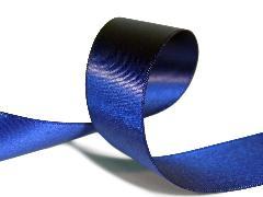 Лента сатиновая двухсторонняя c тканым краем премиум класса, синяя, 25мм*200м