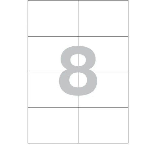 Этикетка PEТ, 105,4х73,8мм, белая для лазерной печати, 8 шт/лист, 16113