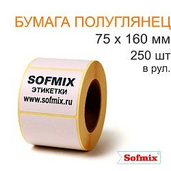 Этикетка ТТ Бумага ПЛГ, 75х160мм, 250 в рул, вт40, 3116