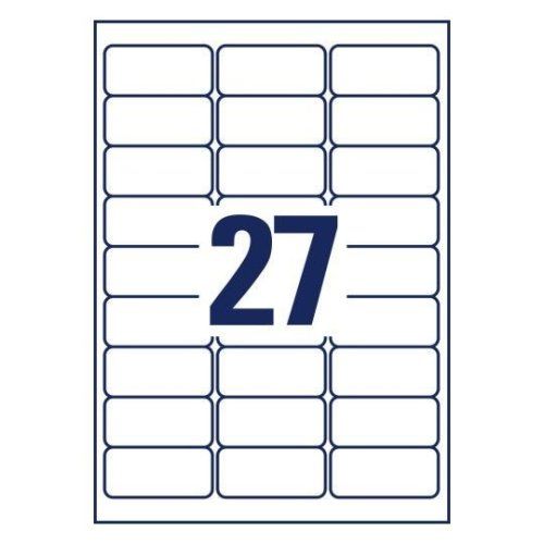 Этикетка PET, 63,5х29,6мм, белая для лазерной печати, 27 шт/лист, 16113