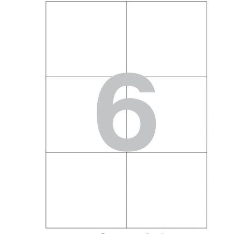 Этикетка PET, 98,425х105мм, металлизированная для лазерной печати, 6 шт/лист